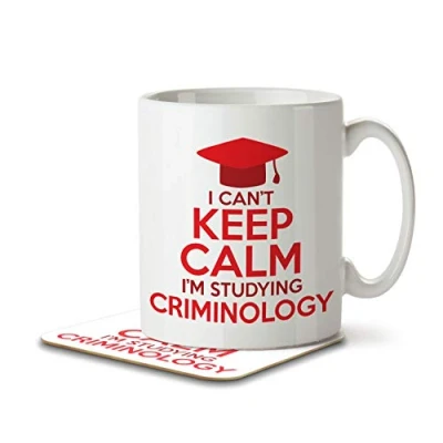Image of The Inky Penguin I Can&#039;t Keep Calm I&#039;m Studying Criminology Student Mug and Coaster, Ceramic, 11fl. oz.