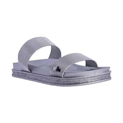 Image of DON ALGODON Women&#039;s Corfu Flip Flops Woman Summer Sandals Cofú, Metallic Silver, 4 UK