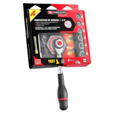 Image of Facom J.360PACK Rotator Ratchet, 3/8&quot; Square Drive, 8 Pieces
