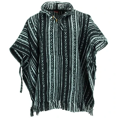 Image of LOUDelephant 100% Woven Gheri Brushed Cotton Hooded Poncho Black Diamond
