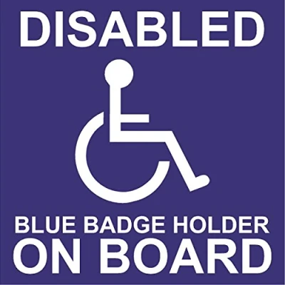 Image of Disabled Blue Badge Holder On Board Car Sticker 110mm x (External)
