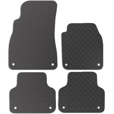 Image of Carsio Rubber Car Mats For Audi Q8 2019+ Onwards Tailored Fit Floor Mat Set Complete Accessory Black Custom Fitted All Weather &amp; Heavy Duty, Anti Slip Backing with Clips