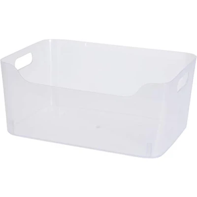 Image of Clear Plastic Storage Basket Handy Organiser Tidy Box (4, Medium)