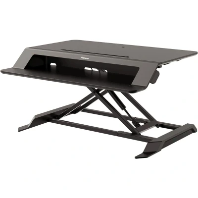 Image of Fellowes Lotus LT Height Adjustable Standing Desk Converter Sit Stand with Gas Spring Technology Max Weight 17KG Black