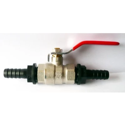 Image of IBC Hose PIPE JOINER Coupler Repair with inline 1/2&quot; Brass Ball Valve to Tails (13mm)