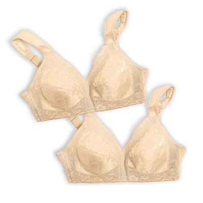 Image of Playtex Women&#039;s 18 Hour Original Comfort Strap Full Coverage Bra Us4693, Pack of 2, Opaque, Natural Beige/Natural Beige, 36B