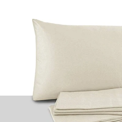 Image of Giovanni Dolcinotti Set of 2 Pillow Cases Double and Single Bed 80 x cm 100% Cotton Made in Italy Sand Colour