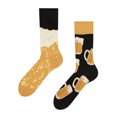 Image of Dedoles Unisex Socks for Women, Men &amp; Kids Cotton Funny Designs Football Bicycle Horses Plants Firefighter Gift Mismatched, Design: Draught Beer, Colour: Black, Size: 8 9.5 W / 9 11 M UK