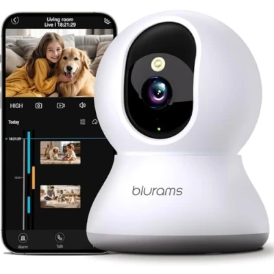 Image of blurams Pet Camera 2K, Indoor Camera, Dog 360 Home Security WiFi Baby Monitor, Night Vision, Motion Tracking, 2 Way Talk, Cloud&amp;SD, APP Control, Works with Alexa(2.4GHz Only)