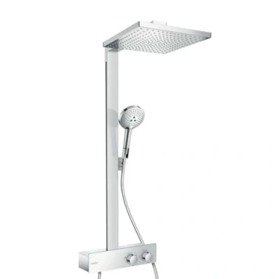 Image of hansgrohe 27361000 Raindance E Showerpipe 300 1jet with ShowerTablet 350 Chrome Shower Pipe, 350mm