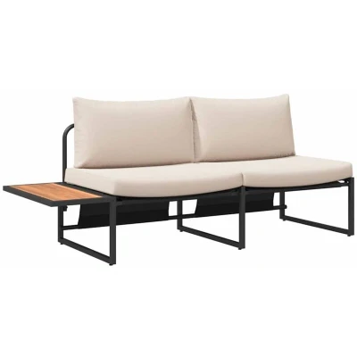 Image of vidaXL Taupe Outdoor Sofa Metal Frame, Weather Resistant Fabric, 3 Seater, 200cm