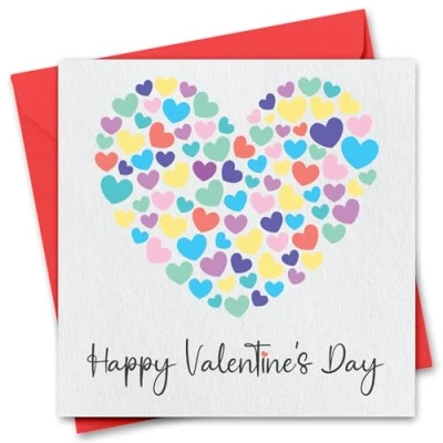 Image of Romantic Valentine&#039;s Day Card for Him or Her Girlfriend, Boyfriend, Husband Wife Fiance Fiancee Rainbow Heart&#039;s