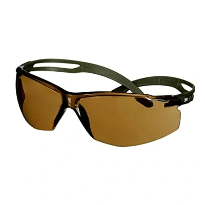 Image of 3M SecureFit 500 Safety Glasses, Dark Green frame, Scotchgard Anti Fog/Anti Scratch Coating (K&amp;N), Brown lens, SF505SGAF DGR EU