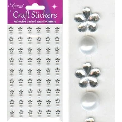 Image of Oaktree Crafts 10 8 mm Eleganza Flower Sticker, Pearl