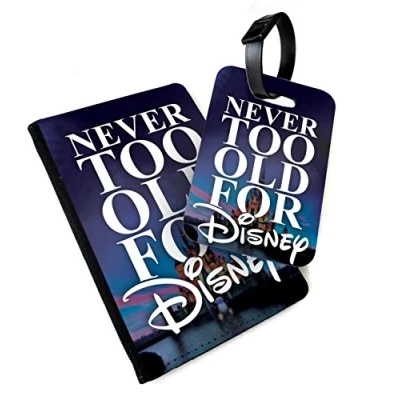 Image of WTF Never Too Old for Disney Castle Printed Art Faux Leather Passport Cover/Luggage Tag (Holder/Luggage Combo)