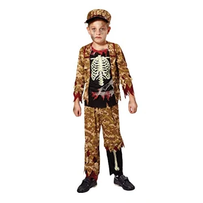 Image of Bristol Novelty CF011 Skeleton Boy Soldier Costume, Medium, 122 134 cm, Approx Age 5 7 Years, (M)