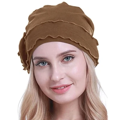 Image of osvyo Chemo Headwear Turban Cap for Women Cancer Beanie Hair Loss Sealed Packaging DEEP APRICOT