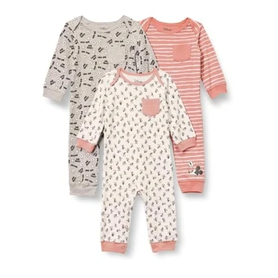 Image of Amazon Essentials Disney Marvel Star Wars Unisex Babies&#039; Cotton Overalls, Pack of 3, Mickey Expressions, 0 3 Months