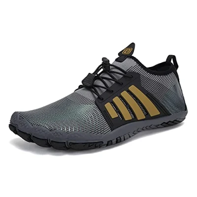 Image of Barefoot Shoes Mens Women Water Trail Running Beach Trainers for Gym Swim Snorkeling Surfing(Black Grey, 6.5UK)
