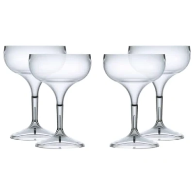 Image of Virtually Glass Quality Reusable Polycarbonate Plastic Coupe Cocktail Glasses Unbreakable (4)
