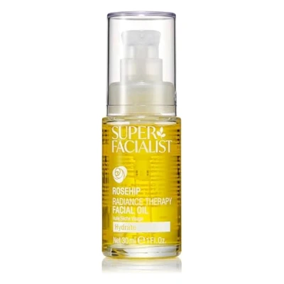 Image of Super Facialist Rose Brighten &amp; Refine Face Oil Wonder Blend of Aromatherapy for Dry Sensitive Skin, Gentle Pre Cleanser or Nourishing Treatment to Plump Vegan Friendly, 30ml