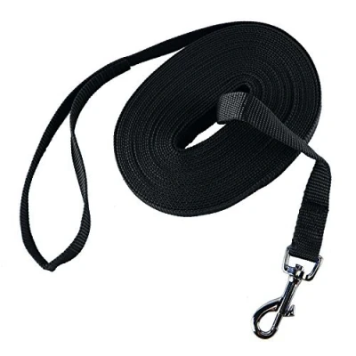 Image of HAPPY HACHI Dog Training Lead, Long Line Nylon Leash for Small Medium Large Dogs Puppy Pets Recall Training, Obedience Tracking, Backyard (Black, 15m/50ft)