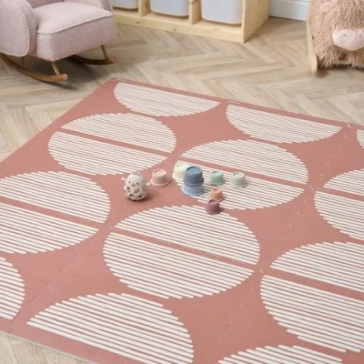 Image of Tutti Bambini Infinity Baby Play Mat 6 Piece Soft Puzzle Mats for Floor Play, Cushioned &amp; Non Slip EVA Foam Mat, Wipe Clean Playmat, Orbital Nutmeg (180 x 120 cm)