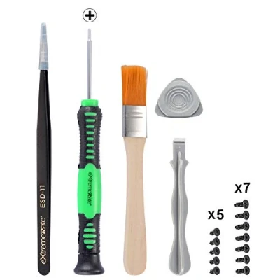 Image of eXtremeRate Cross Screwdriver Set Opening Tools Repair Kits for ps4 All Model Controller, ps3 Controller with Spare Screws Tweezers Prying Tool and Cleaning Brush