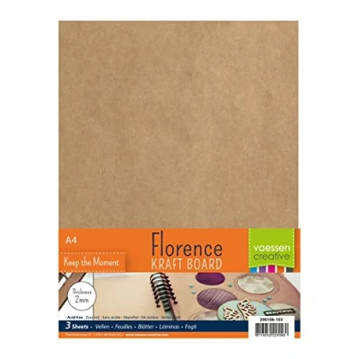 Image of Florence Kraft Cardboard A4 2 mm Thick Card 3 Sheets Bookbinding Supplies, Display Boards and Poster Board