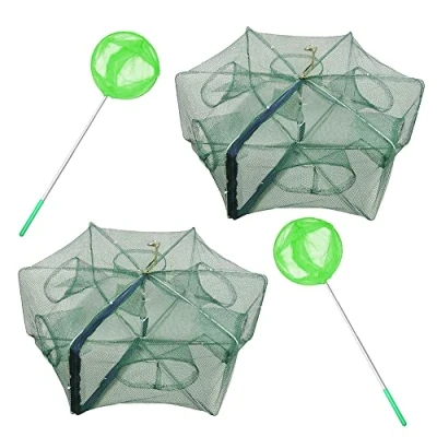 Image of ZffXH 1/2 PCS Fishing Bait Trap Foldable Fish Minnow Crab Crayfish Crawdad Shrimp Net Cast
