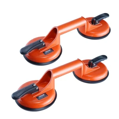 Image of VEVOR Glass Suction Cup, 4.7&quot; 2 Pack 330 lbs Load Capacity, Vacuum Cup with Aluminum Handle, Heavy Duty Industrial Lifter Tool for Glass, Granite, Tile, Metal, Wood Panel Lifting