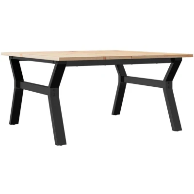 Image of vidaXL Coffee Table Y Frame 80x80x45 cm Solid Wood Pine and Steel