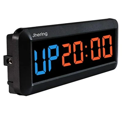 Image of Jhering Gym Timer, LED Interval Timer with Remote, Count Down/Up Clock, Stopwatch, Workout for Home Garage Fitness Tabata EMOM 1.5&quot;(Blue/Red)