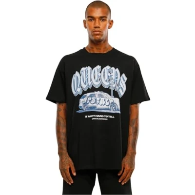 Image of Upscale by Mister Tee Queens Print Tshirt, Size: Small, Black