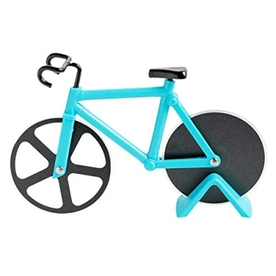 Image of KUONIIY Pizza Cutter, Bicycle Cutter Wheels Dual Stainless Steel Super Sharp Blades Slicer with Non Stick Coating