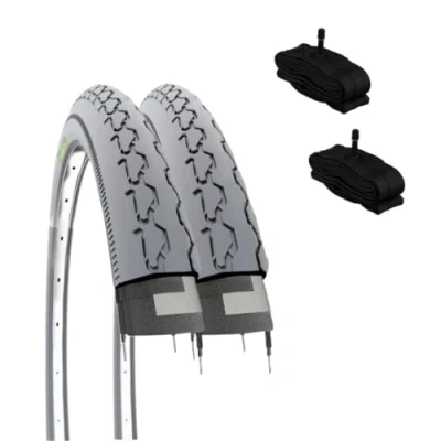 Image of 2 Tyres 24 x 1 3/8 (37 540) + American Air Chambers Grey Wheelchair/Wheelchair Covers