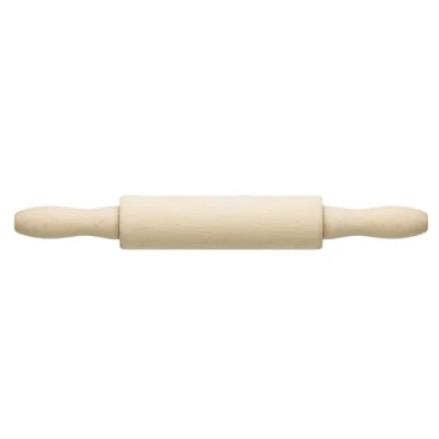 Image of KitchenCraft KCMINIPIN Revolving Rolling Pin, Small, Beechwood, 23 cm, Beige