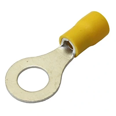 Image of yellow 8.4mm ring terminal crimp connector (for 8mm bolt/screw) 25 50 100 pack (100)
