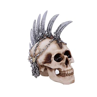 Image of Nemesis Now U4945R0 Chain Blade Mohican Mohawk Knife Skull Ornament, Natural Bone Colour