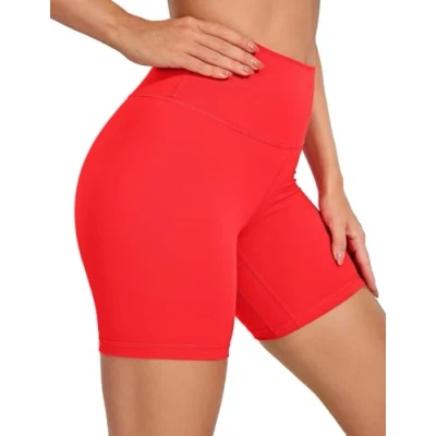 Image of CRZ Yoga Women&#039;s Naked Feeling 6&#039;&#039; Gym Shorts High Waisted Cycling Workout Running Spandex Deep Red 12