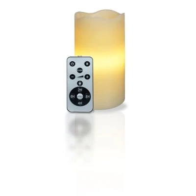 Image of St Helens Home and Garden Flameless Artificial Candle with White Star Projector Lights Timer Remote Control, Battey or USB Powered for Use in Decoration, Festive Night Light