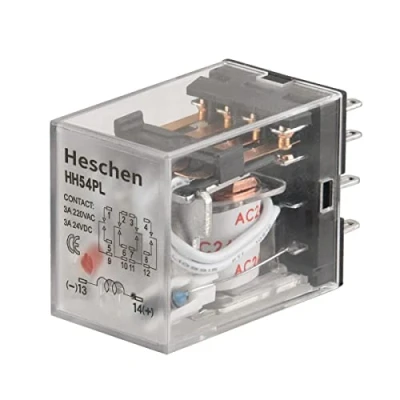 Image of Heschen Gereral Purpose Power Relay HH54P L 24VAC Coil 3A 220VAC/24VDC 4PDT 14 Pin Terminals LED Indicator