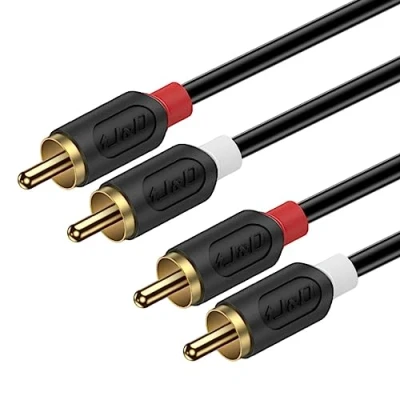 Image of J&amp;D RCA Cable, Gold Plated Audiowave Series 2RCA Male to Stereo Audio Cables, 3 Feet