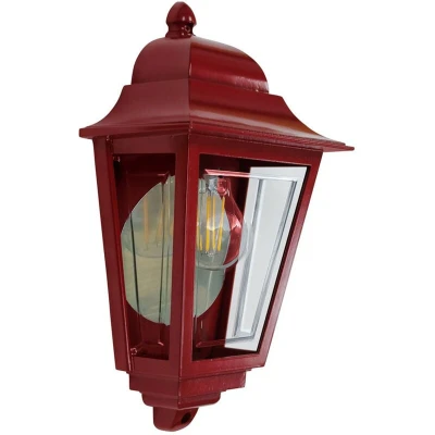 Image of Deco Lane 1 Light Half Outdoor Wall Lantern Red IP44