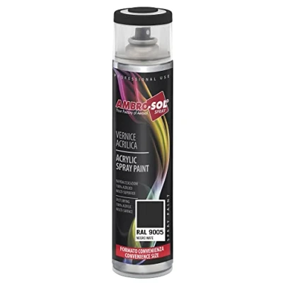 Image of Ambro Sol V600PAST6 Multipurpose Acrylic Enamel Spray Paint, Matt Black, 600 ml