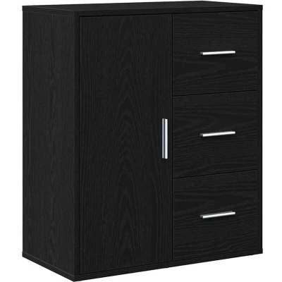 Image of Sideboard with Drawer Shelf Black oak 60 x 31 70 cm Engineered wood Vidaxl