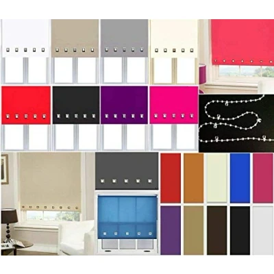 Image of Trendi® Roller Blinds Easy Fit Trimable Home Office Window Square Eyelet Blind (White, WIDTH 90cm x DROP 160cm)