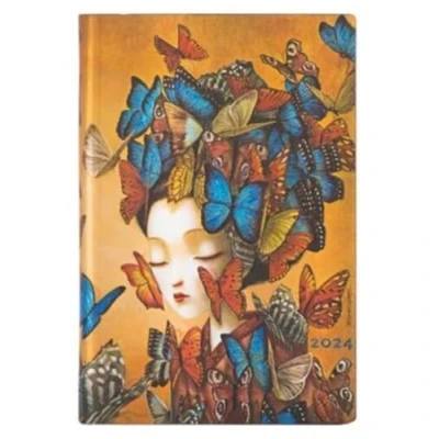 Image of Varzi Dal 1956 Paperblanks 2024 Diary 12 Months Flexis, Mini, Horizontal, The Spirit of Lacombe, Madame Butterfly 9.5 x 14 cm