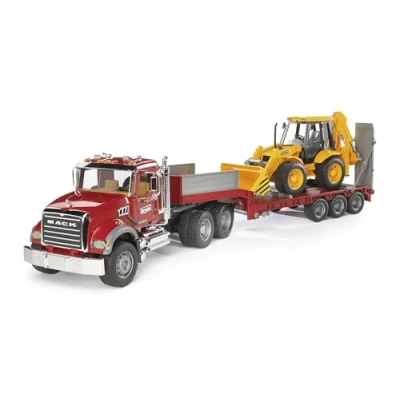 Image of MACK Granite Truck Low Loader with JCB 4CX Backhoe
