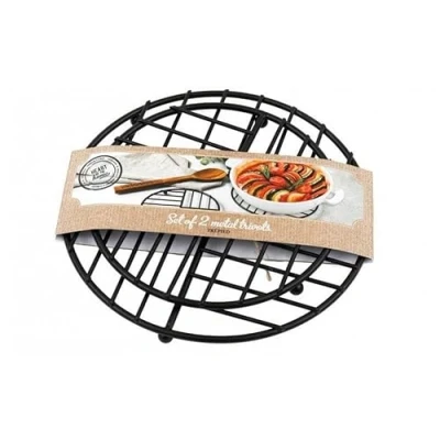 Image of Sifcon International Plc Set of 2 Black Iron Trivet Trays